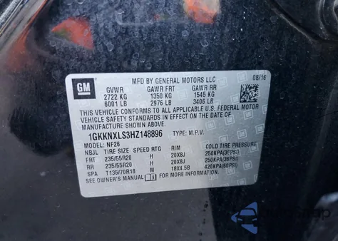 2017 GMC Acadia Denali z USA, uszkodzony, nr VIN 1GKKNXLS3HZ148896